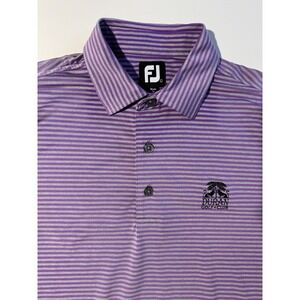 Footjoy Men's Duran Country Club Golf Polo Size Large Purple Grey Stripes